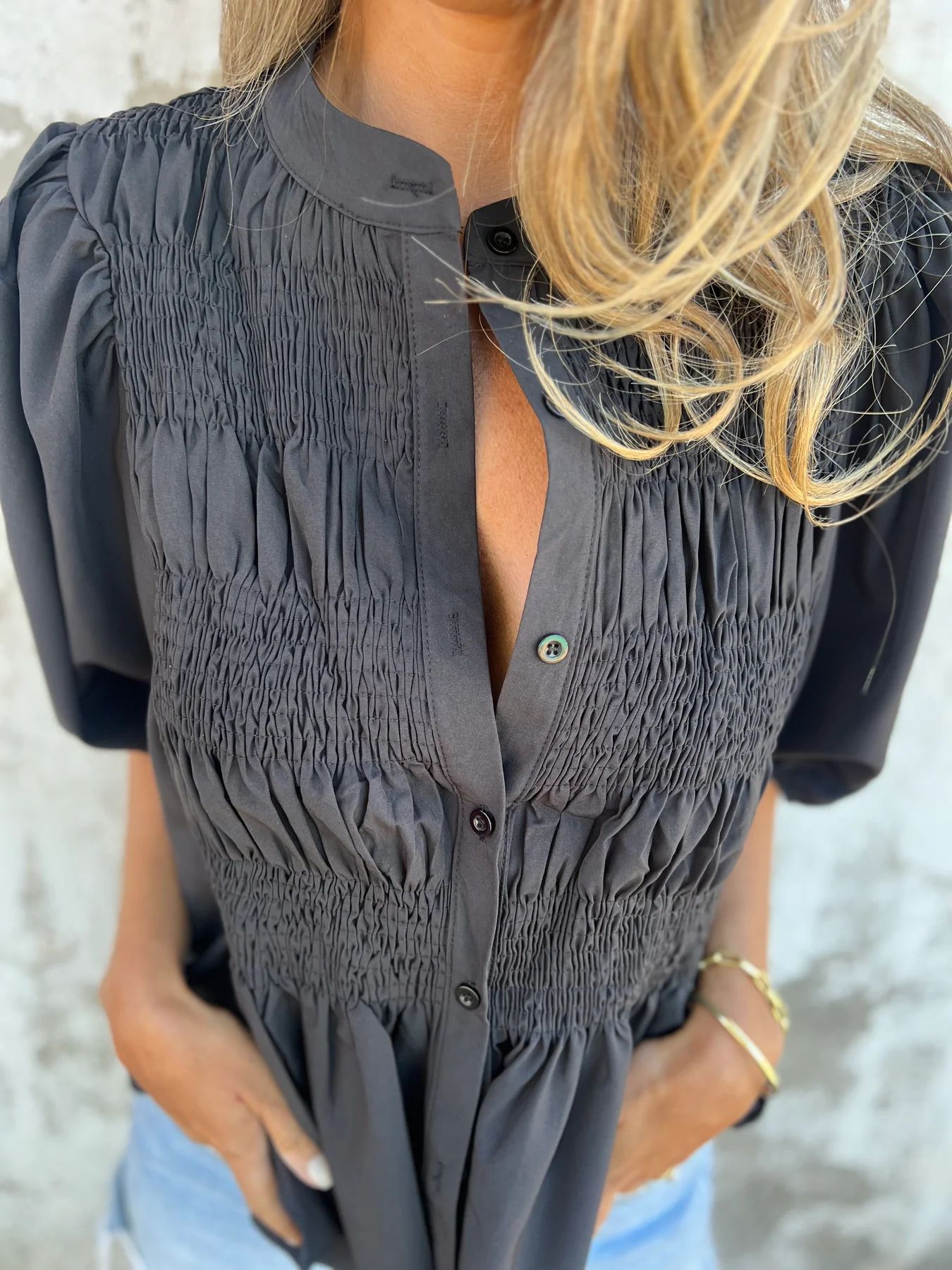 Vilora™ - Pleated Button-Up Blouse