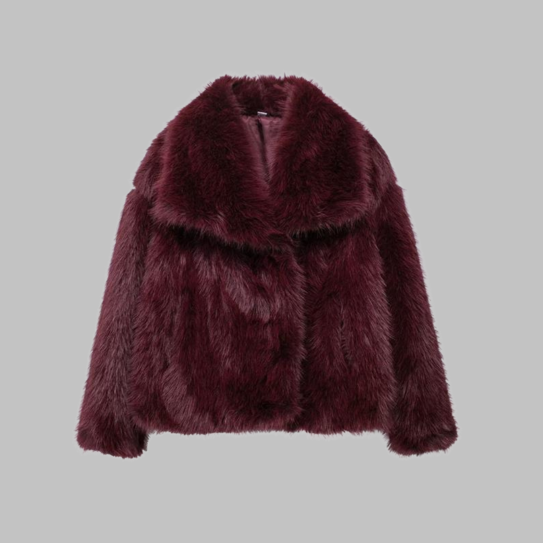 Vilora™ - Classy Long Sleeve Collared Fuzzy Coat