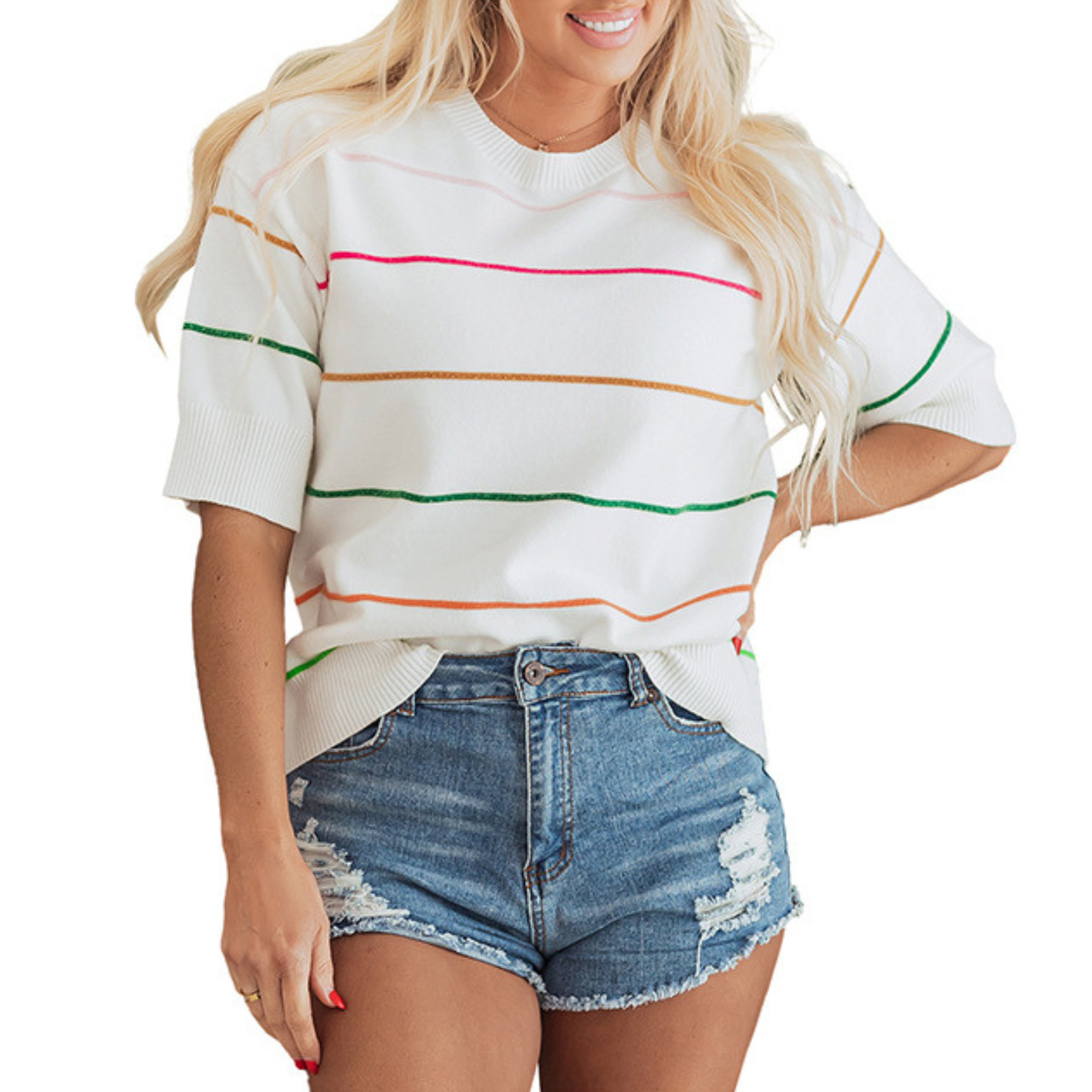 Vilora™ – Lightweight Striped Round Neck Top