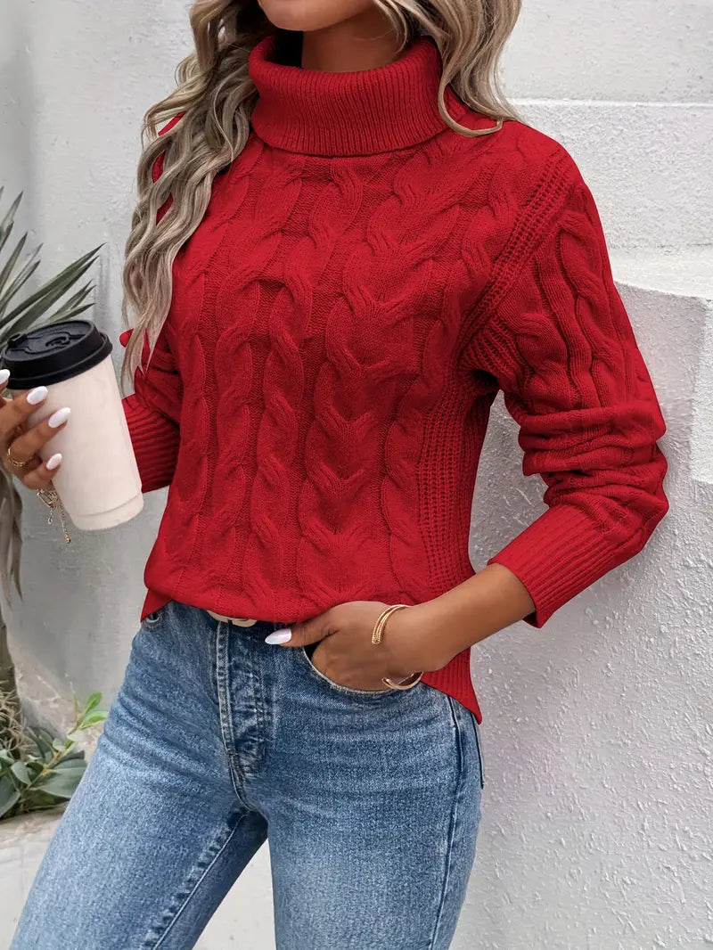 Vilora™ - Cable Knit Turtleneck Sweater