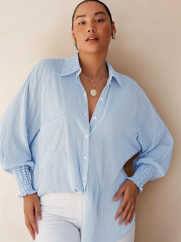 Vilora™ – Flowy Plus Size Casual Button-Up Top