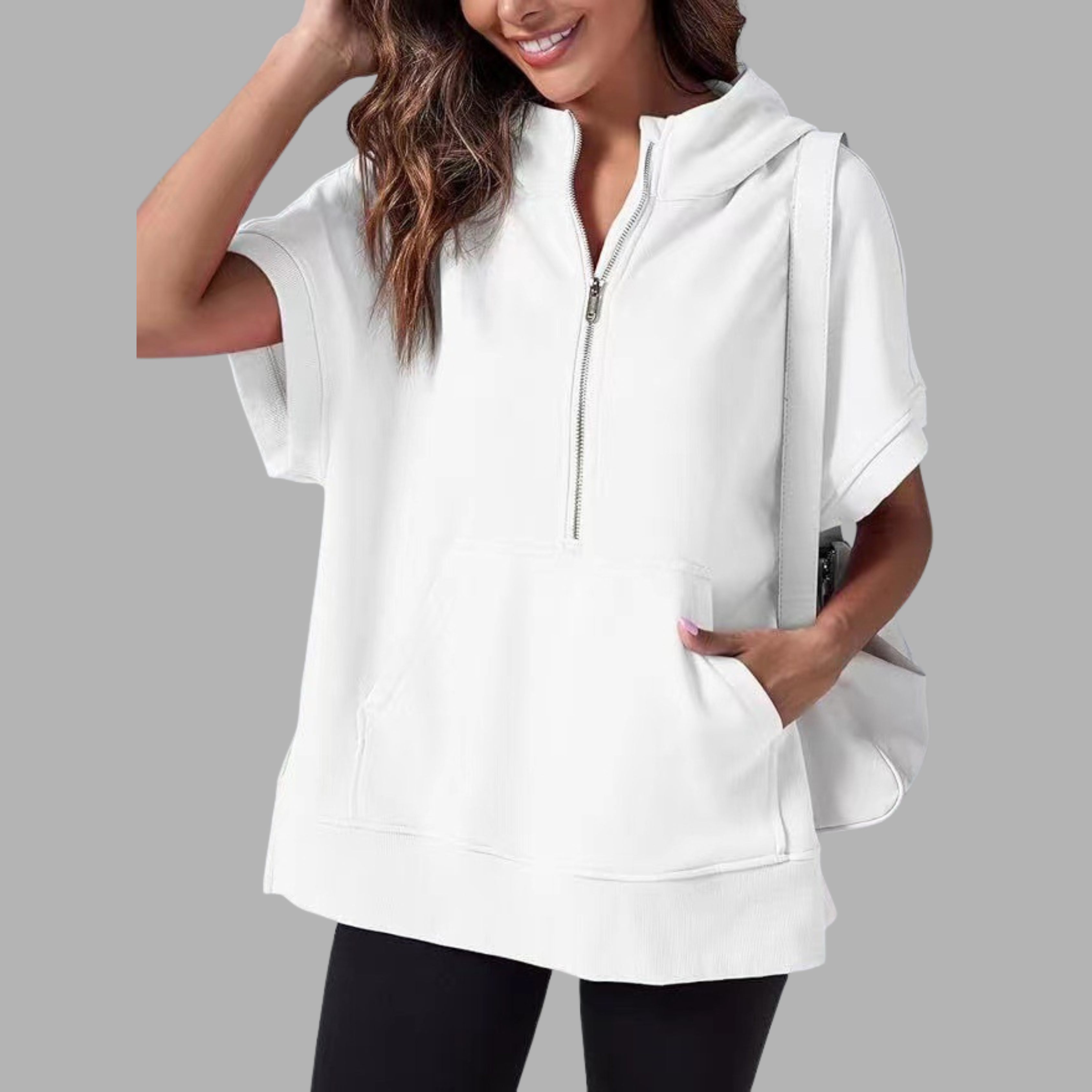 Vilora™ – Relaxed Oversized Half-Zip Summer Hoodie