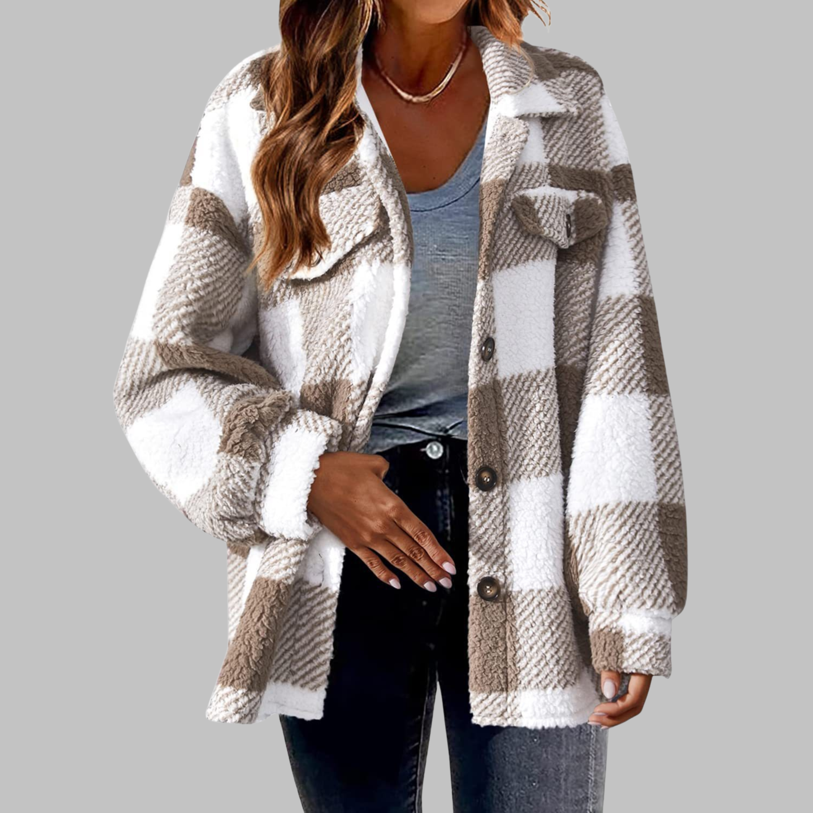 Vilora™ - Casual Plaid Button Down Long Sleeve Jacket