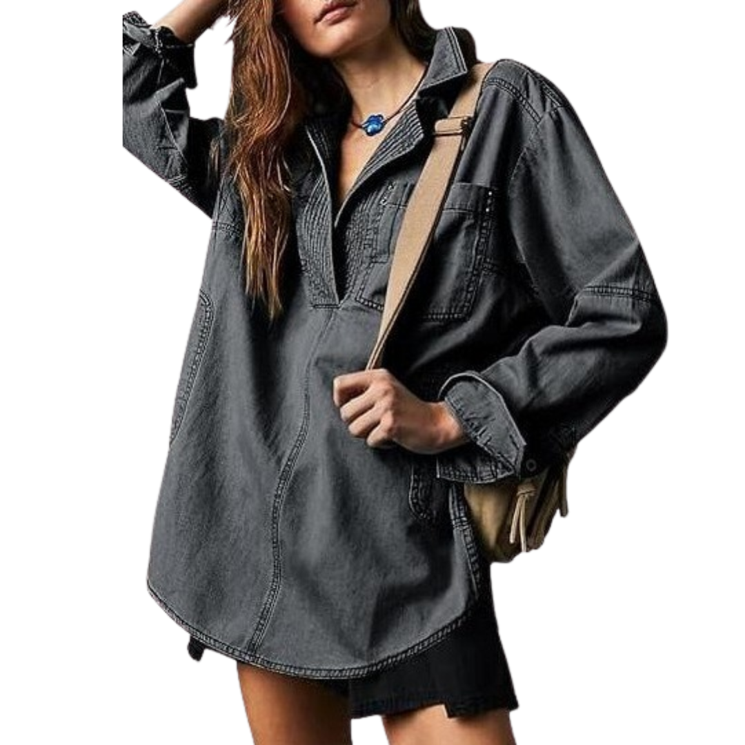 Vilora™ - Chic V-Neck Loose Fit Long-sleeve Top