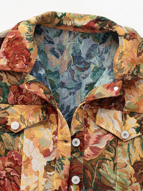 Vilora™ - Chic Floral Print Crop Long Sleeve Jacket