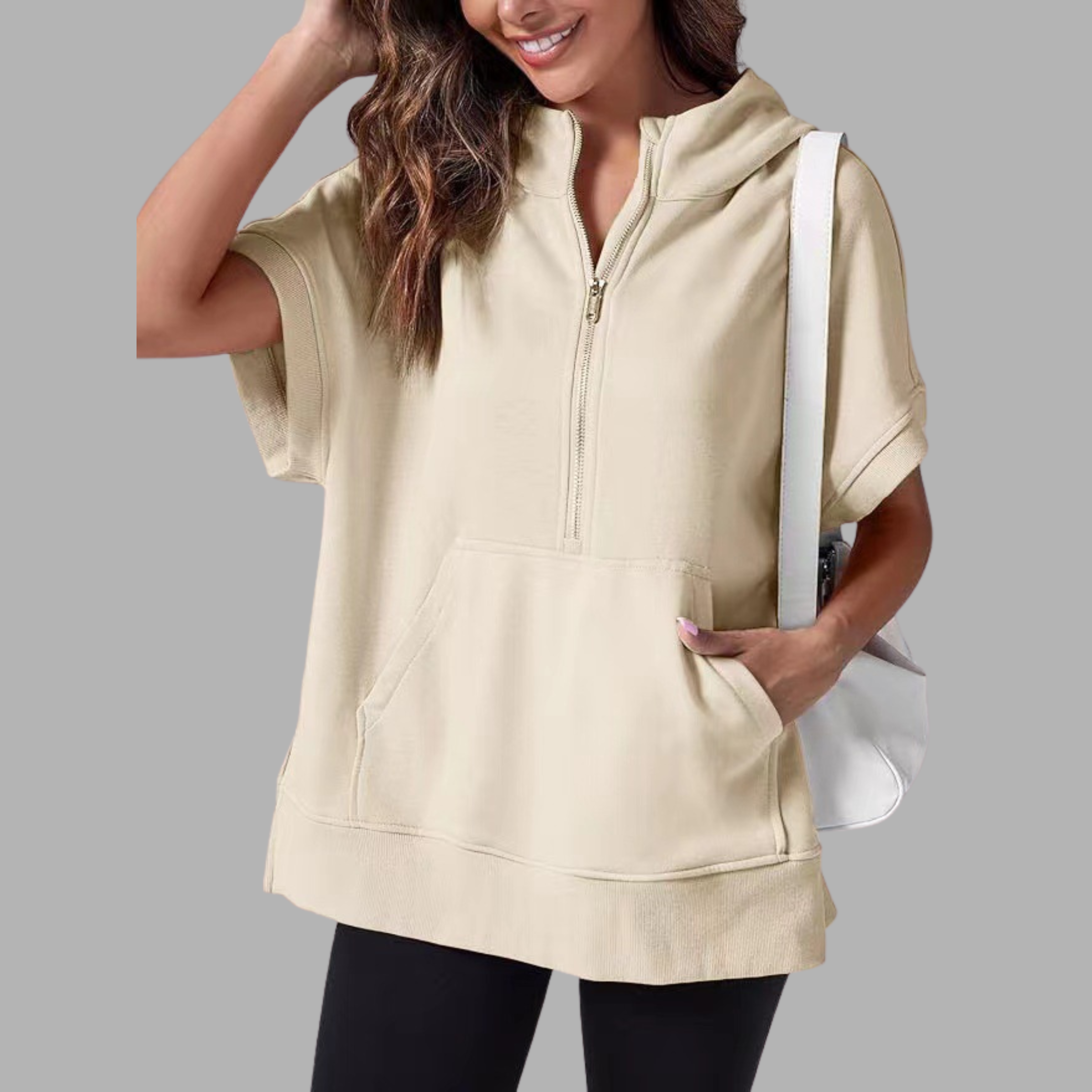 Vilora™ – Relaxed Oversized Half-Zip Summer Hoodie