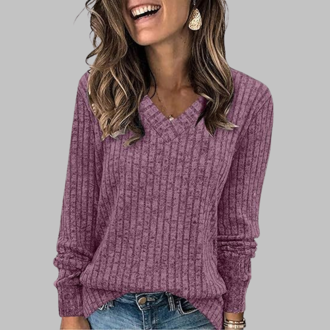 Vilora™ - Casual V-Neck Long Sleeve Sweater
