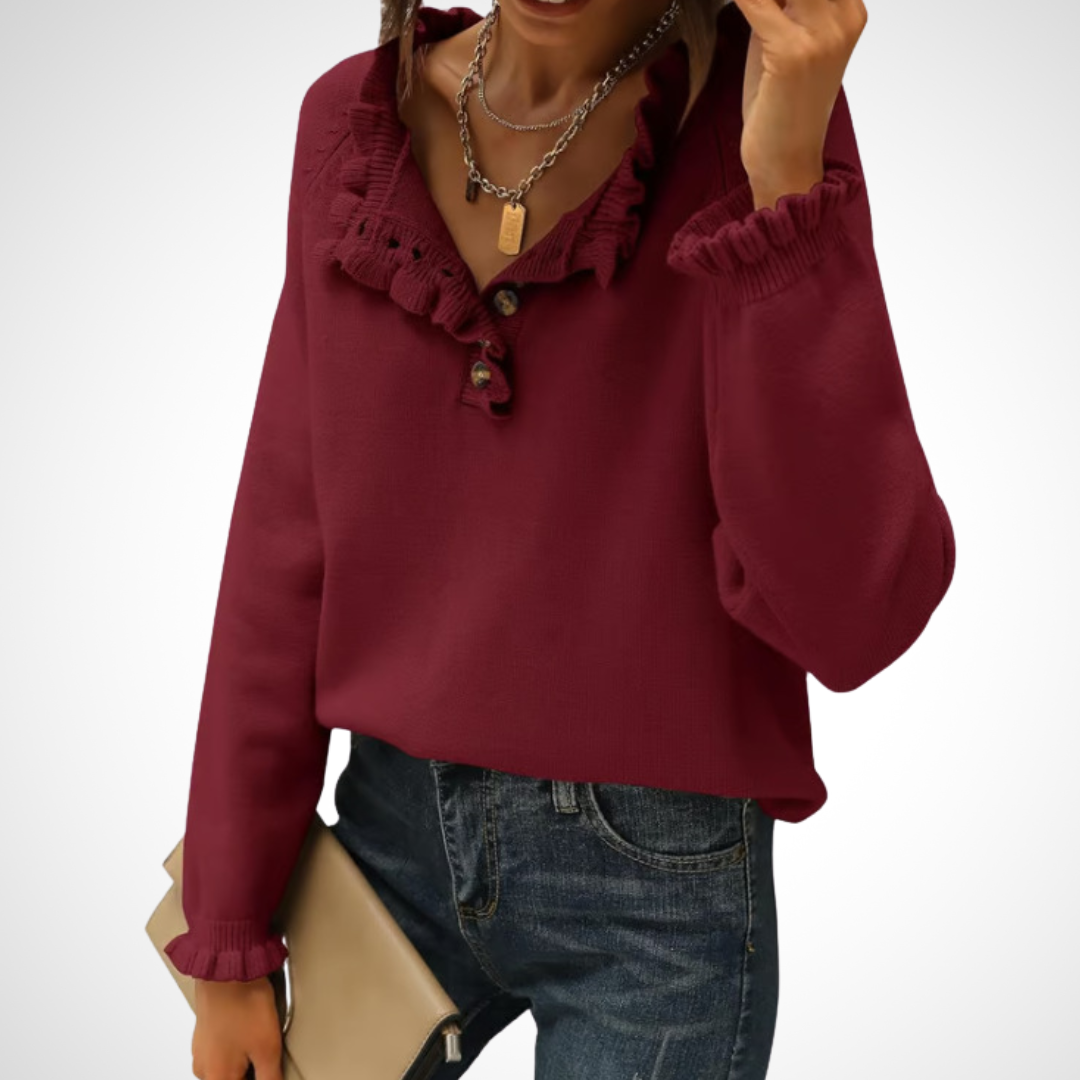 Vilora™ - Chic Long Sleeve Pullover Half Button Sweater