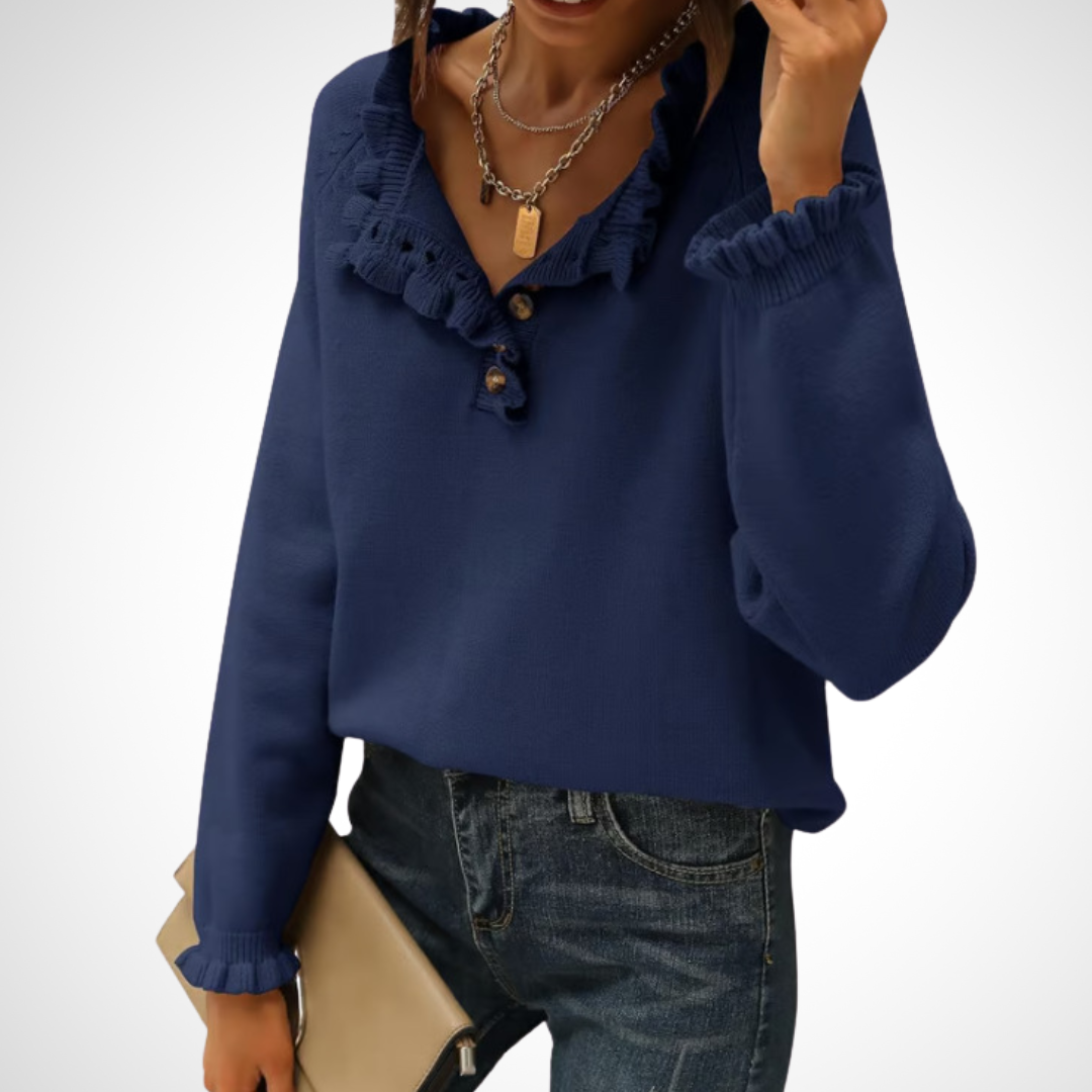 Vilora™ - Chic Long Sleeve Pullover Half Button Sweater