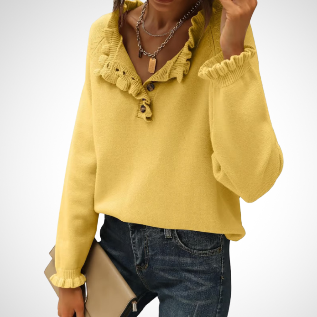 Vilora™ - Chic Long Sleeve Pullover Half Button Sweater