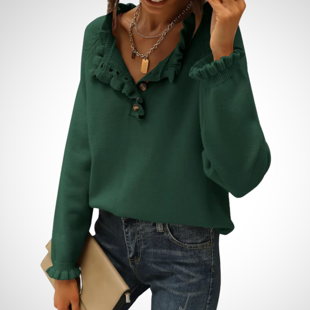 Vilora™ - Chic Long Sleeve Pullover Half Button Sweater