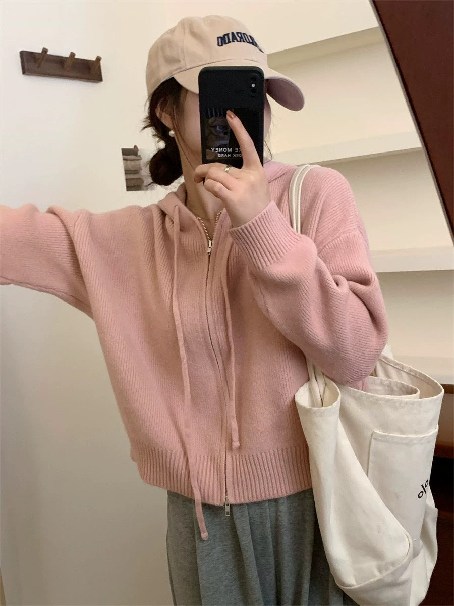 Vilora™ - Casual Zip Up Long Sleeve Hooded Cardigan