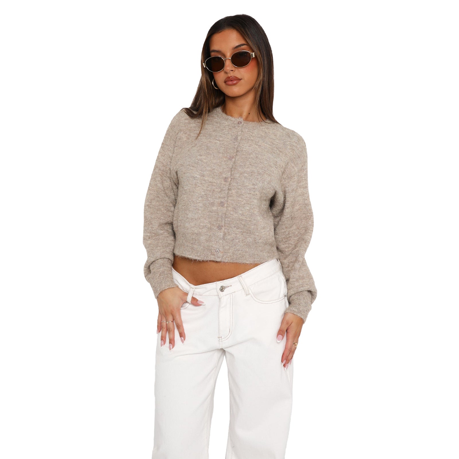 Vilora™ - Casual Cropped Long Sleeve Cardigan