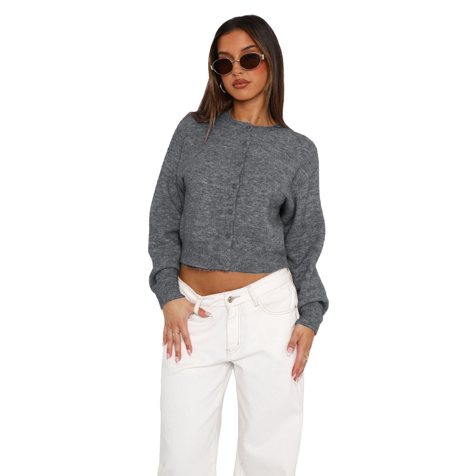 Vilora™ - Casual Cropped Long Sleeve Cardigan