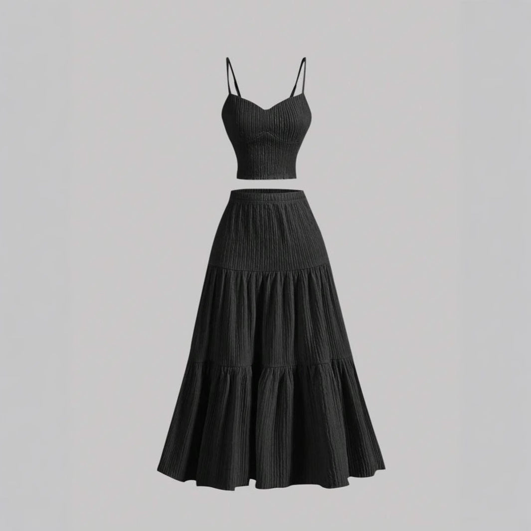 Vilora™ – Chic A-line Crop and Skirt Co-ord