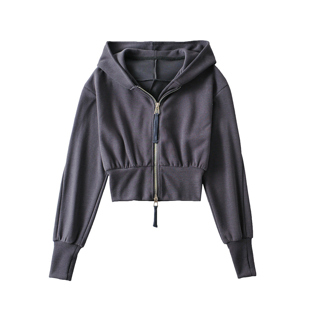 Vilora™ - Chic Cropped Hooded Zipper Workout Jacket