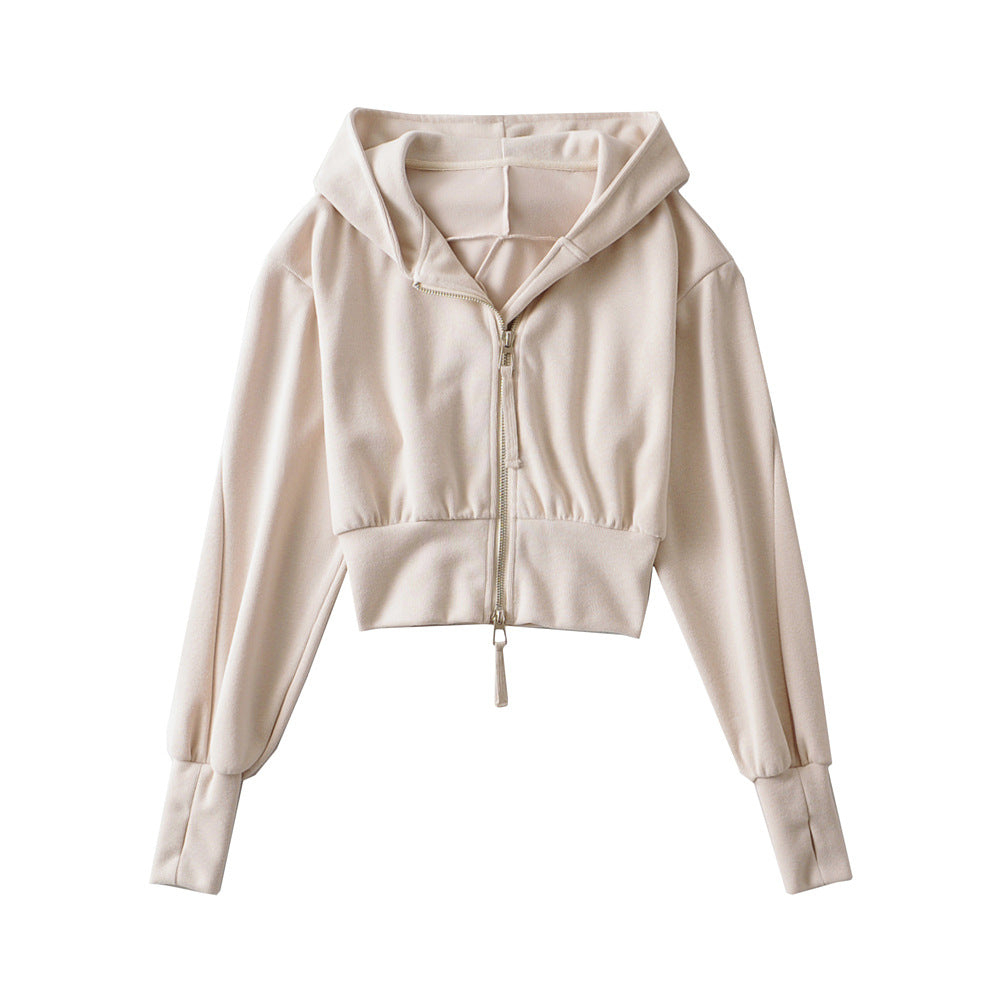 Vilora™ - Chic Cropped Hooded Zipper Workout Jacket