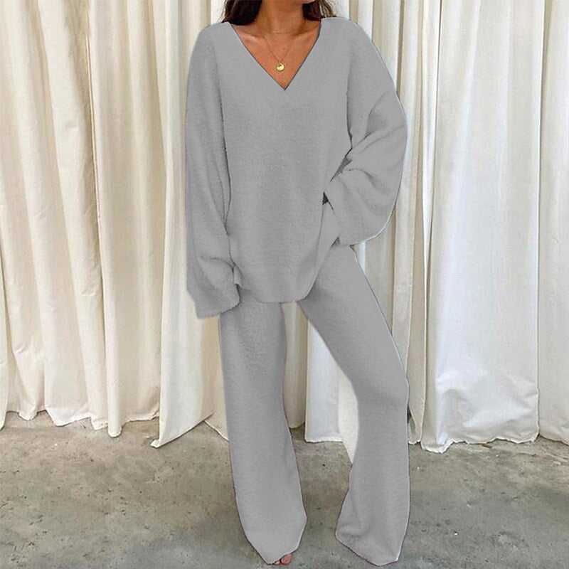 Vilora™ - Chic V-Neck Top and Wide Leg Pants Set
