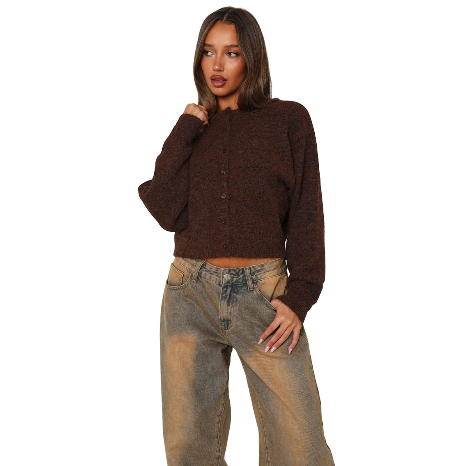 Vilora™ - Casual Cropped Long Sleeve Cardigan