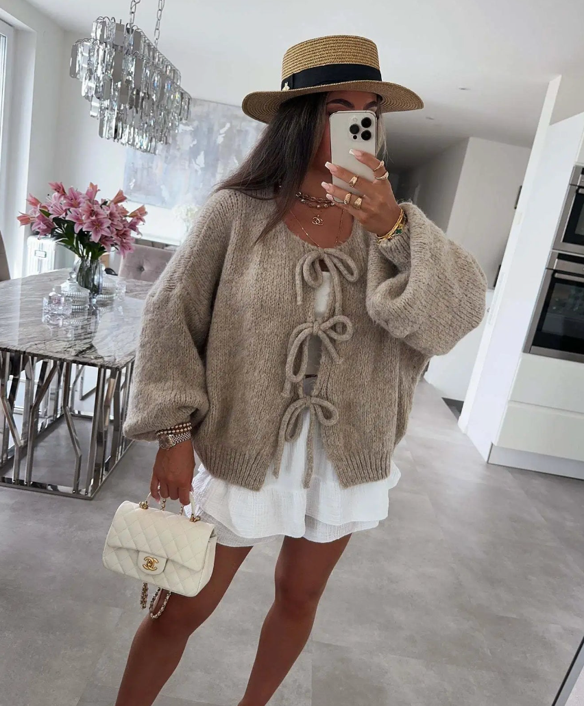 Vilora™ - Knitted Bow Cardigan