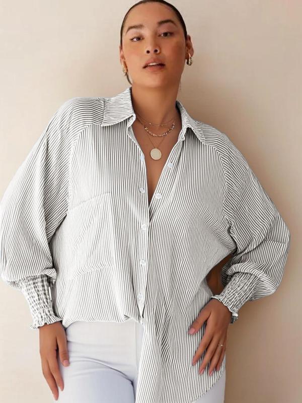 Vilora™ – Flowy Plus Size Casual Button-Up Top