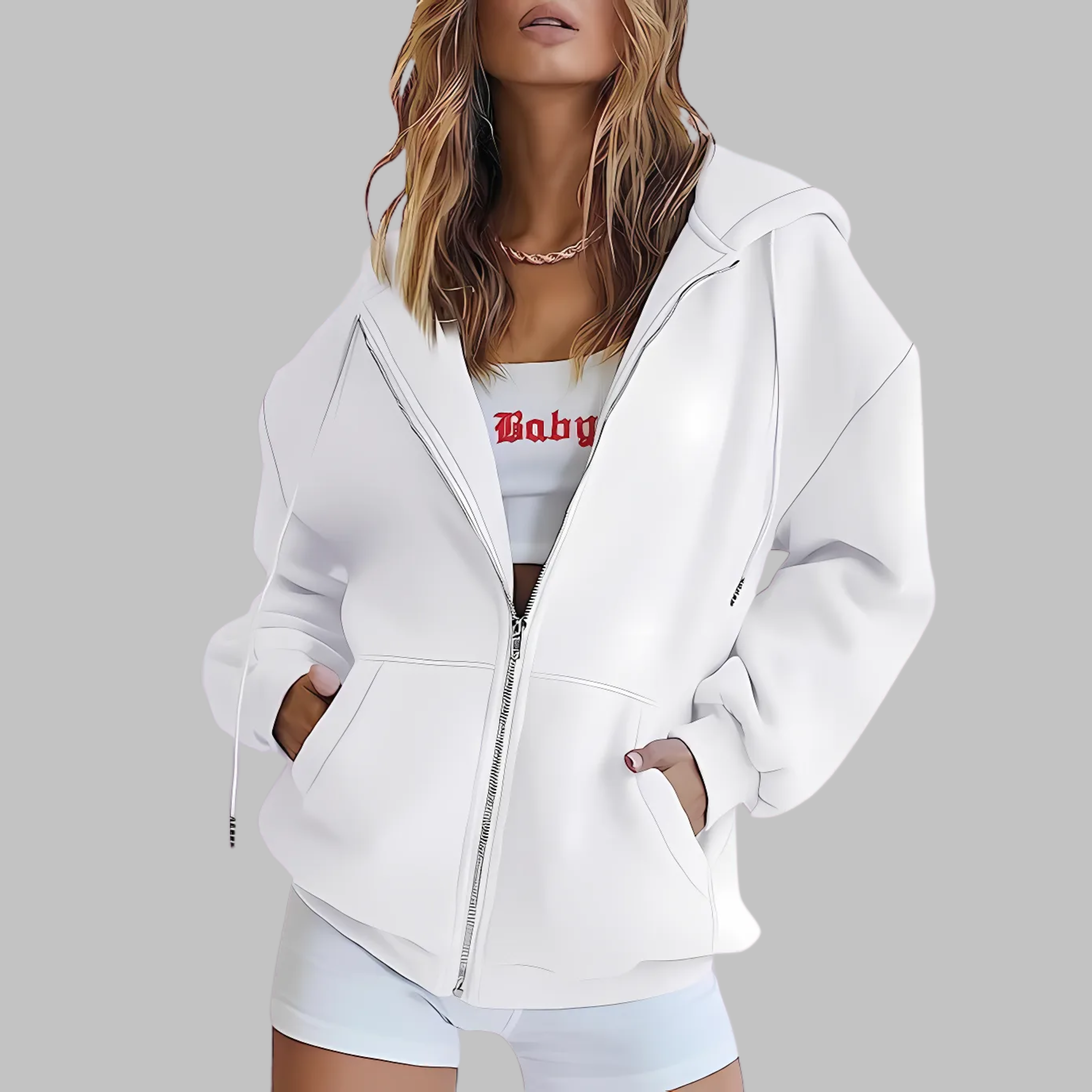 Vilora™ - Classic Zip Up Oversized Hooded Jacket
