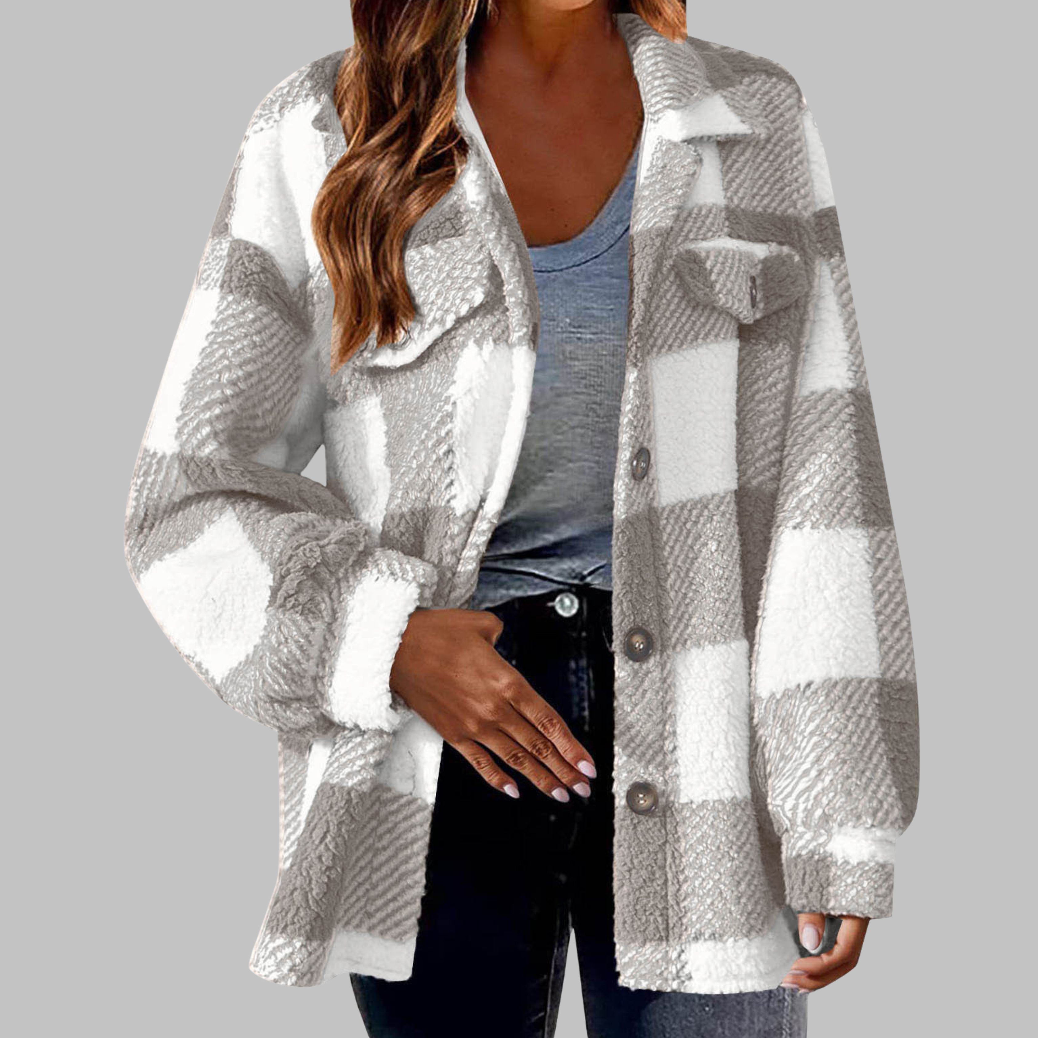 Vilora™ - Casual Plaid Button Down Long Sleeve Jacket
