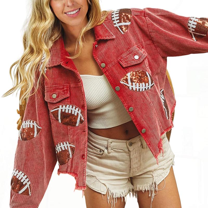 Vilora™  - Chic Cropped Oversized Button Down Football Jacket