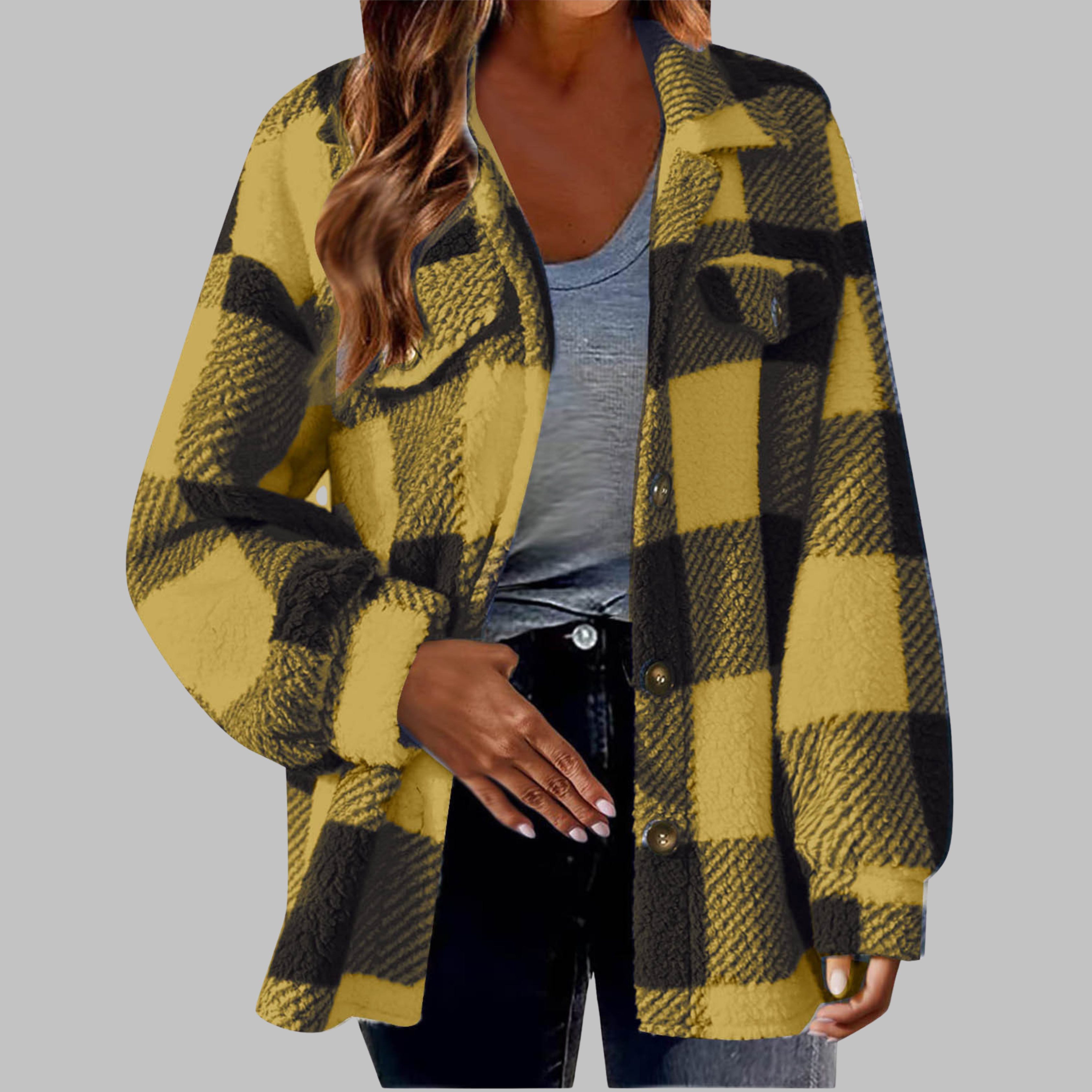 Vilora™ - Casual Plaid Button Down Long Sleeve Jacket