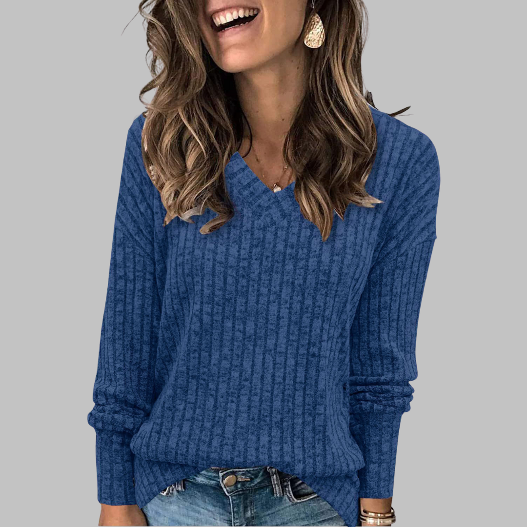 Vilora™  - Casual V-Neck Long Sleeve Sweater
