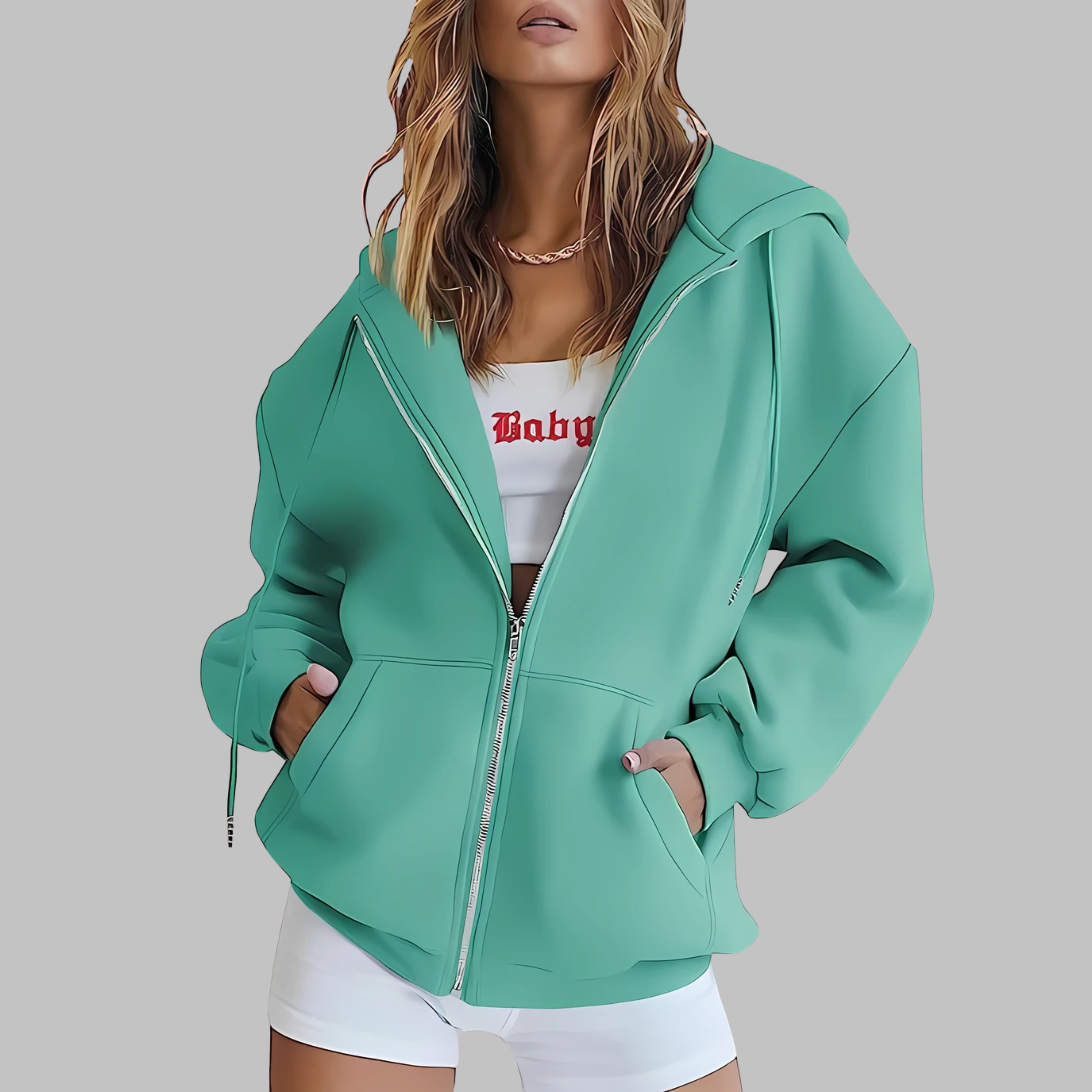Vilora™ - Classic Zip Up Oversized Hooded Jacket