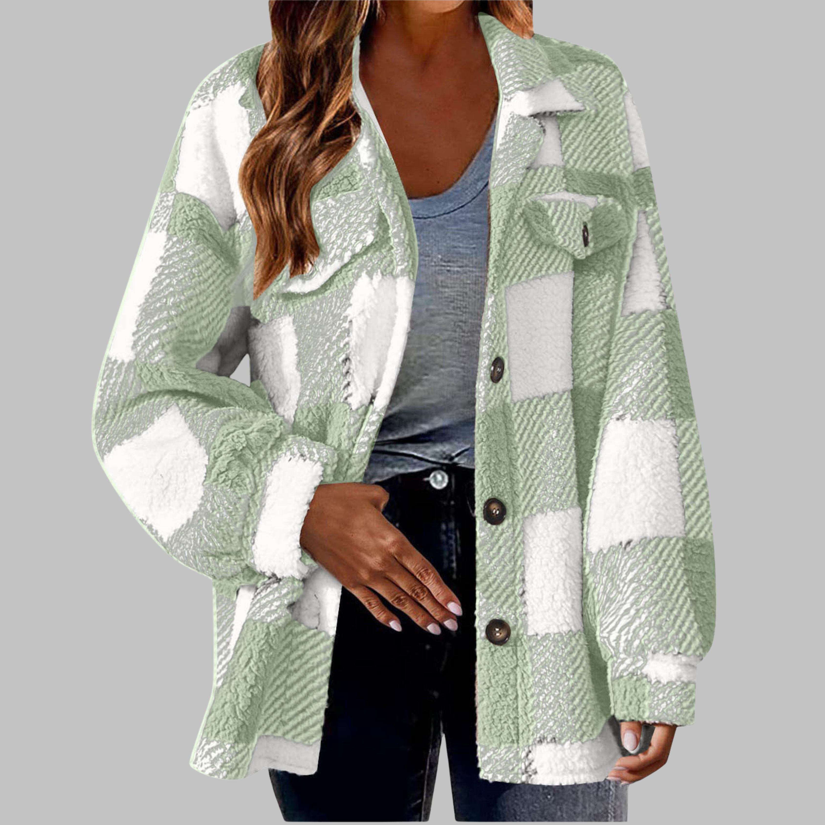 Vilora™ - Casual Plaid Button Down Long Sleeve Jacket
