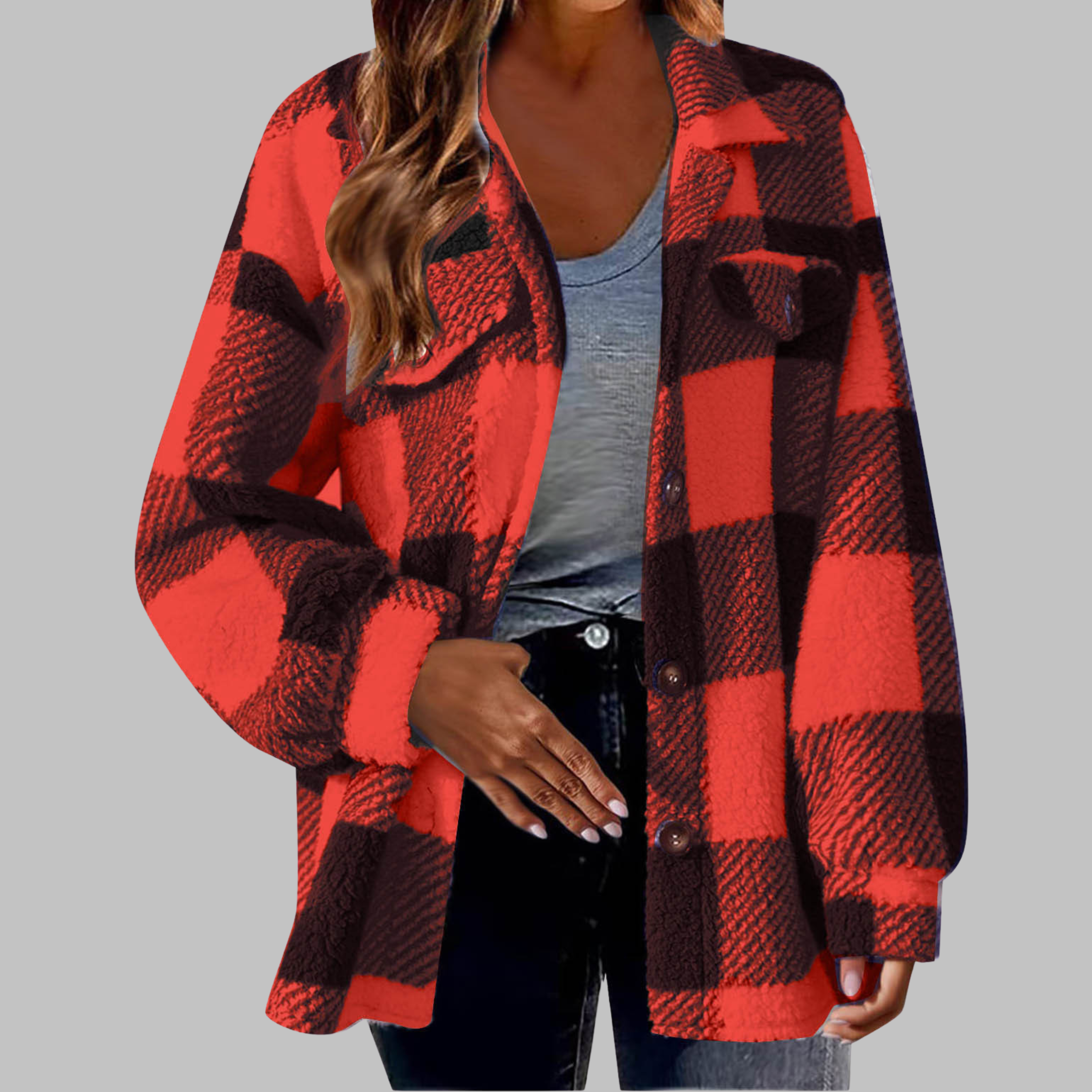 Vilora™ - Casual Plaid Button Down Long Sleeve Jacket