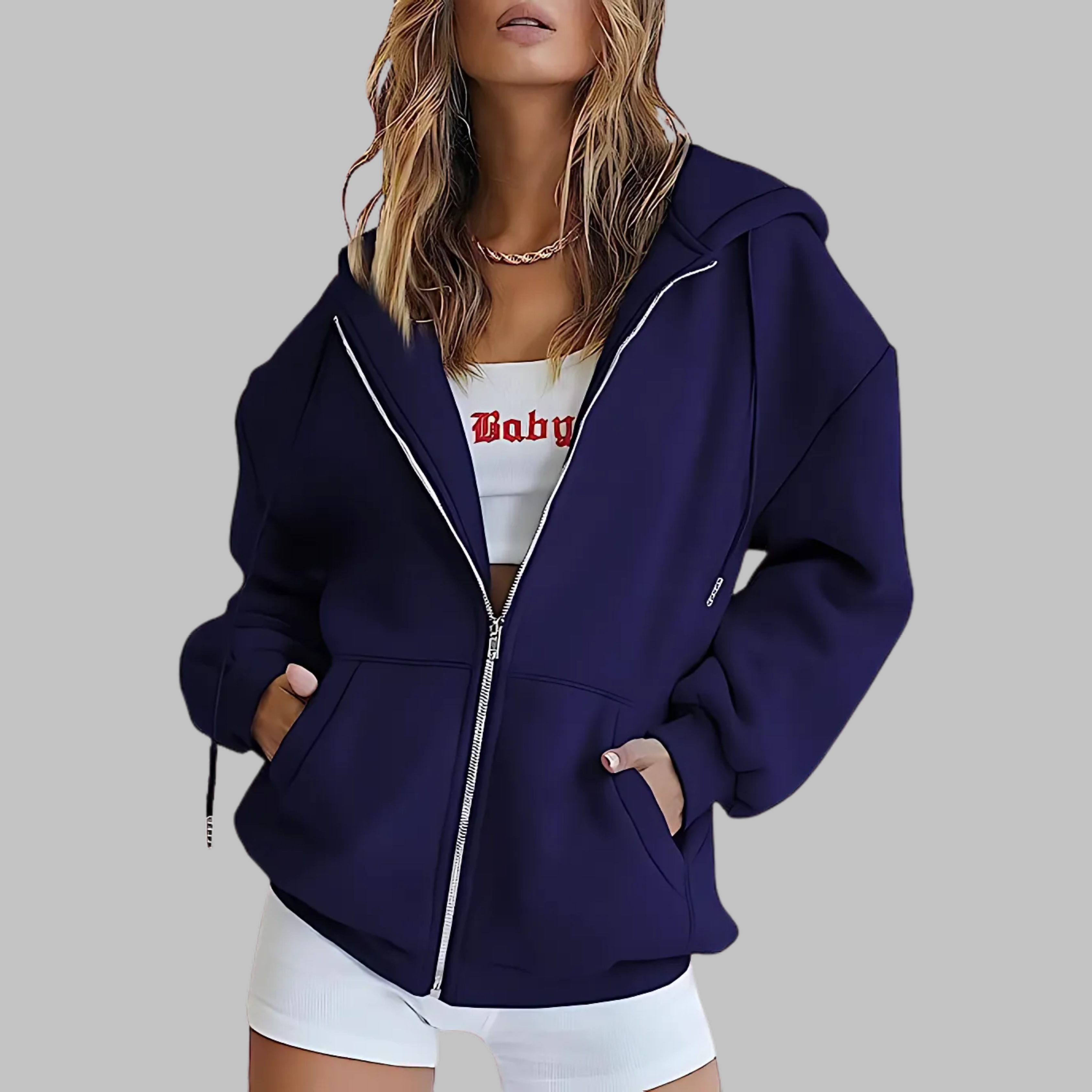 Vilora™ - Classic Zip Up Oversized Hooded Jacket