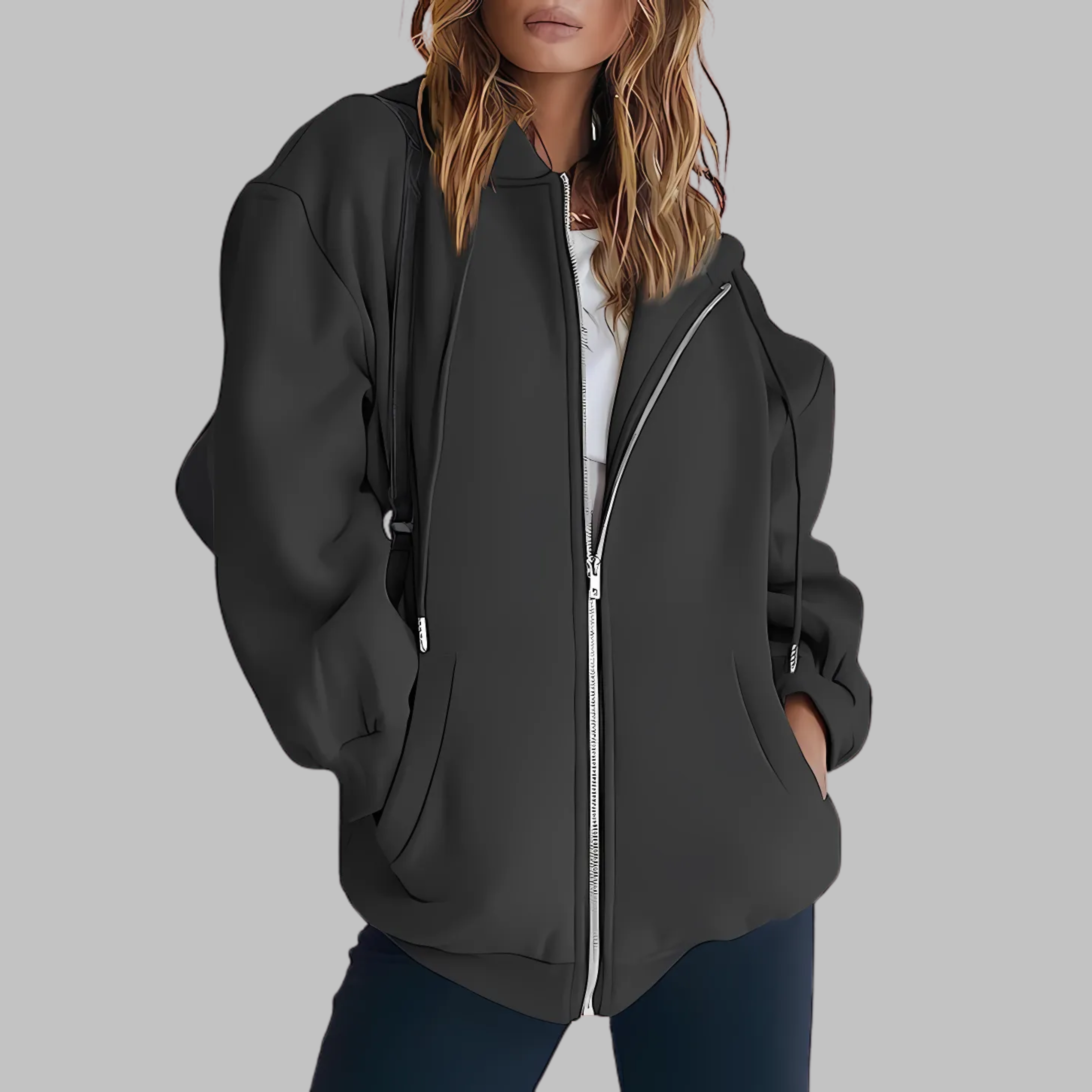 Vilora™ - Classic Zip Up Oversized Hooded Jacket