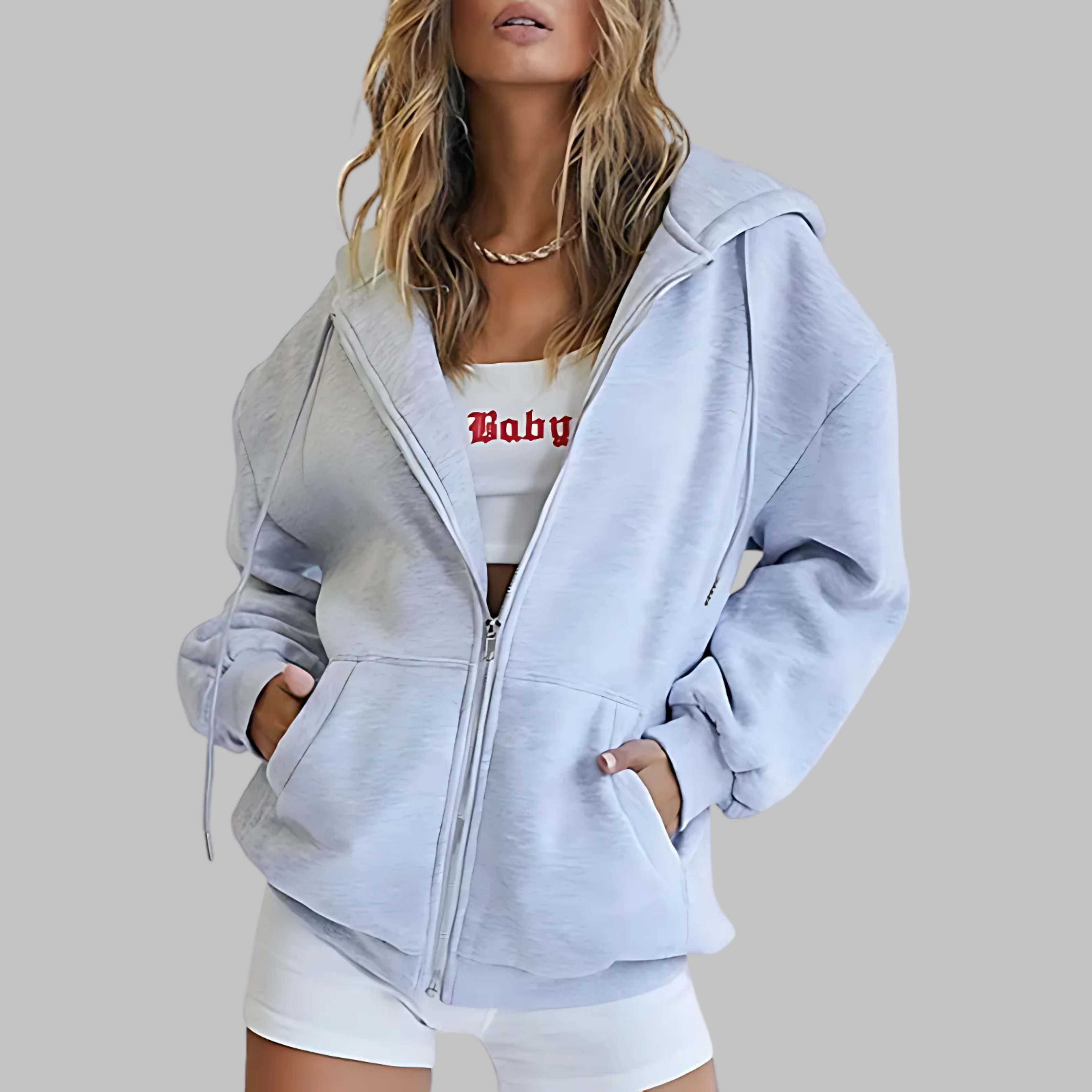 Vilora™ - Classic Zip Up Oversized Hooded Jacket