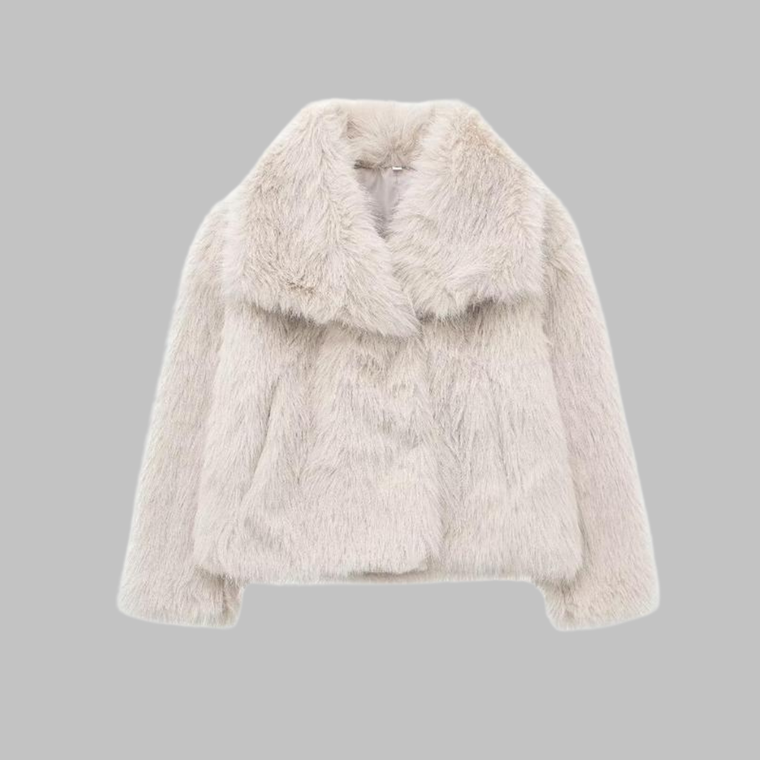 Vilora™  - Classy Long Sleeve Collared Fuzzy Coat