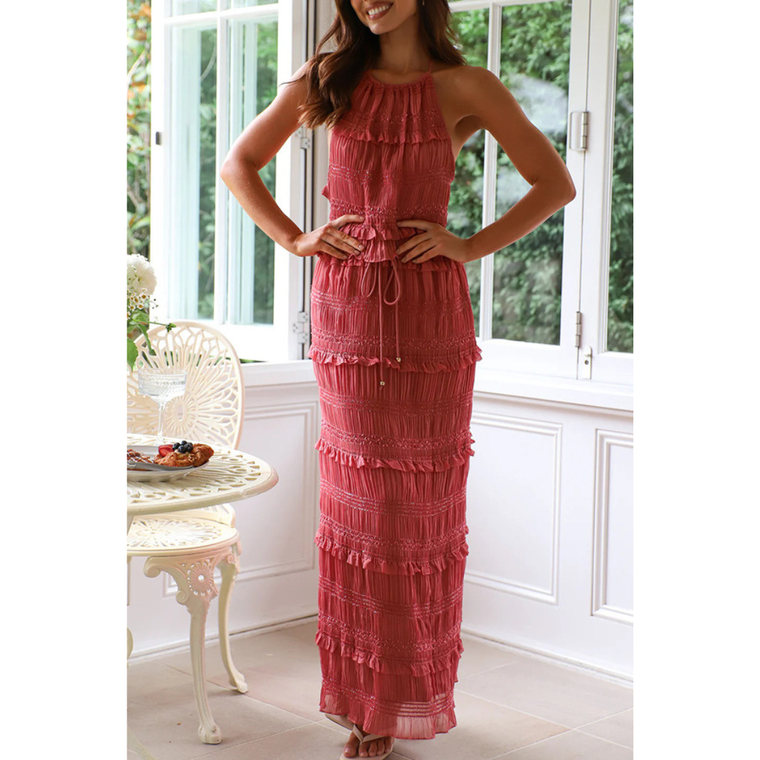 Vilora™  – Elegant Summer Boho Halter Neck and Skirt Set