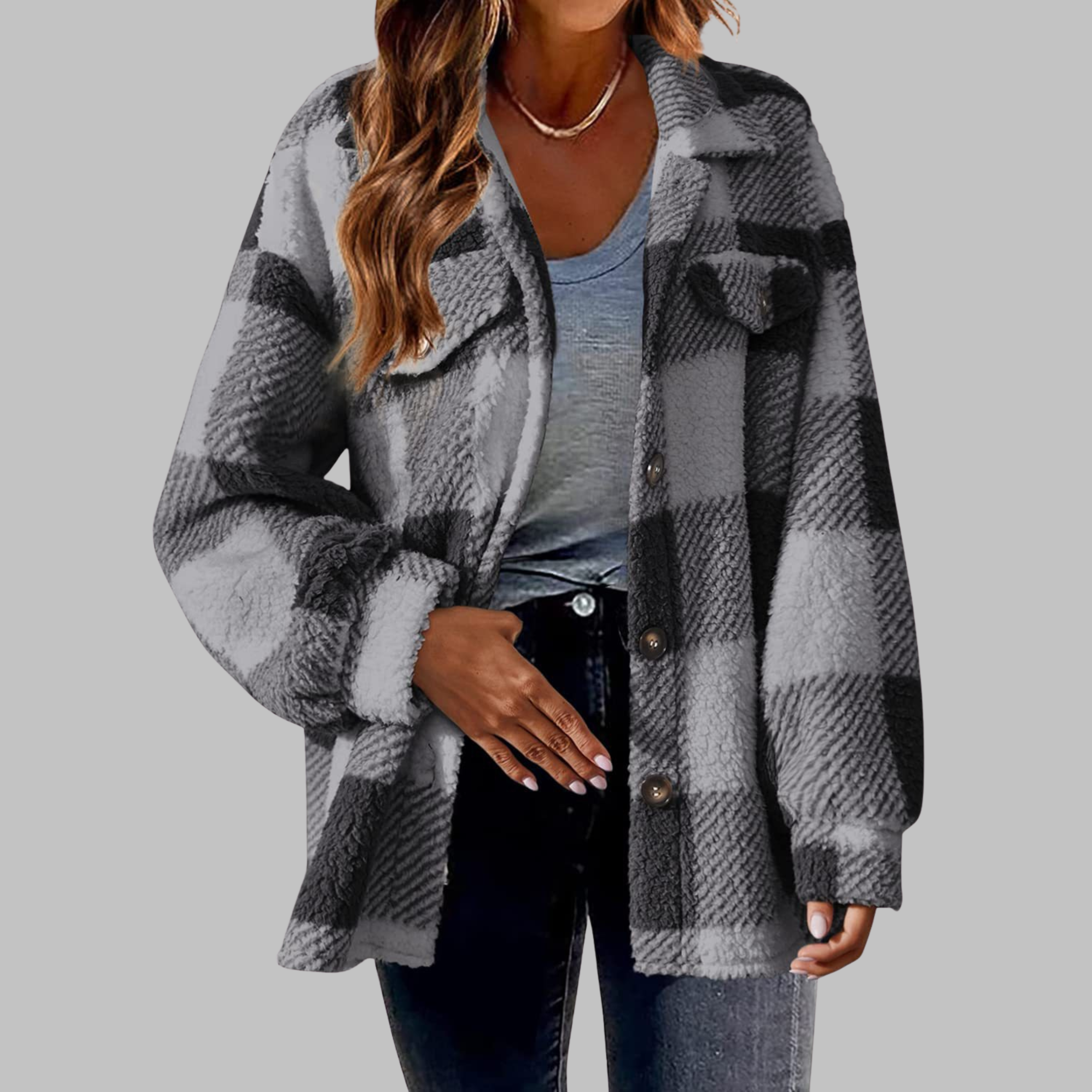 Vilora™ - Casual Plaid Button Down Long Sleeve Jacket