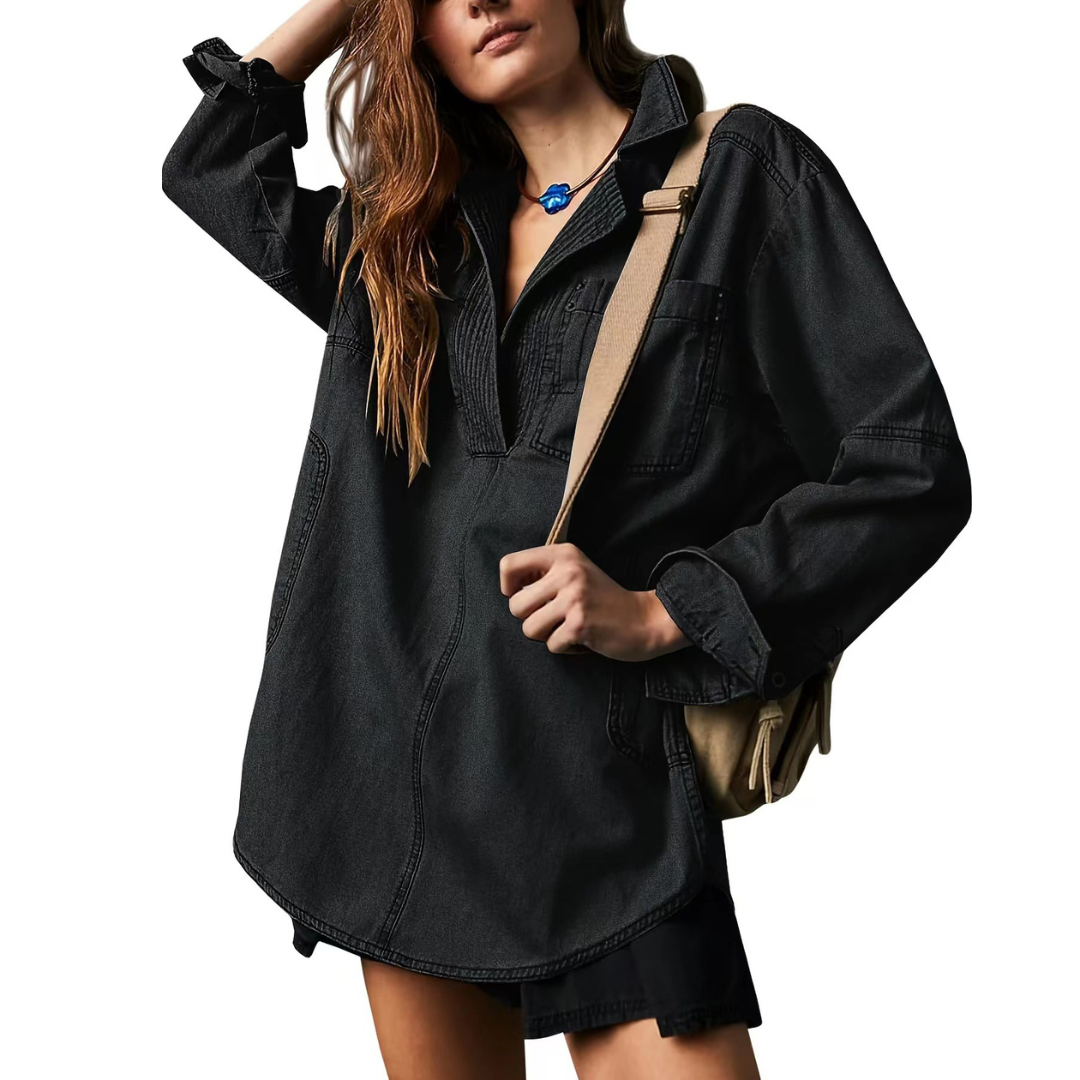 Vilora™  - Chic V-Neck Loose Fit Long-sleeve Top