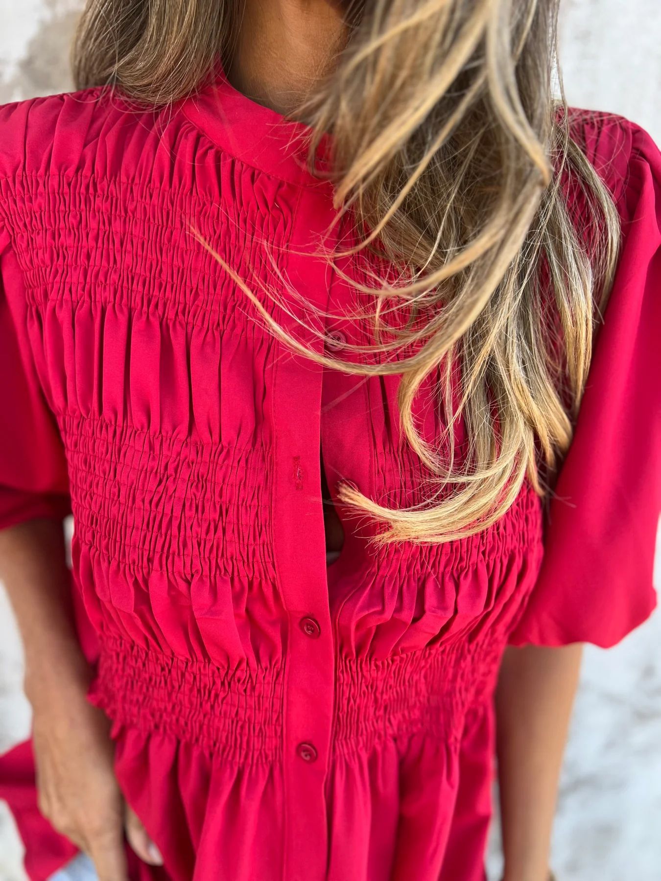 Vilora™  - Pleated Button-Up Blouse