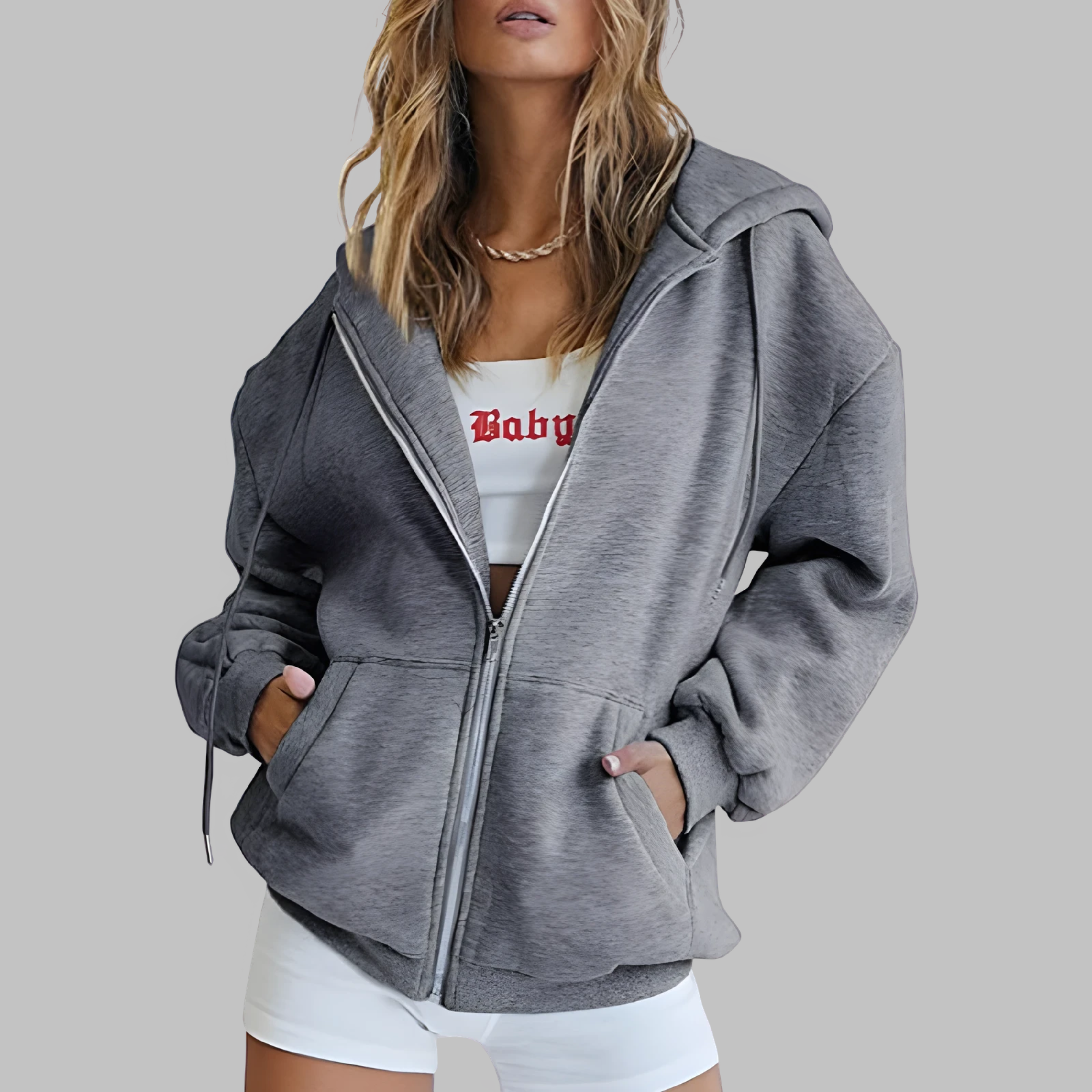 Vilora™ - Classic Zip Up Oversized Hooded Jacket