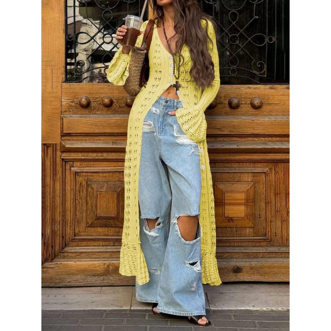Vilora™  - Chic Flounce Sleeve Fitted Button Cardigan