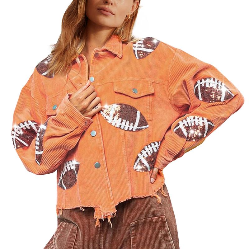 Vilora™  - Chic Cropped Oversized Button Down Football Jacket
