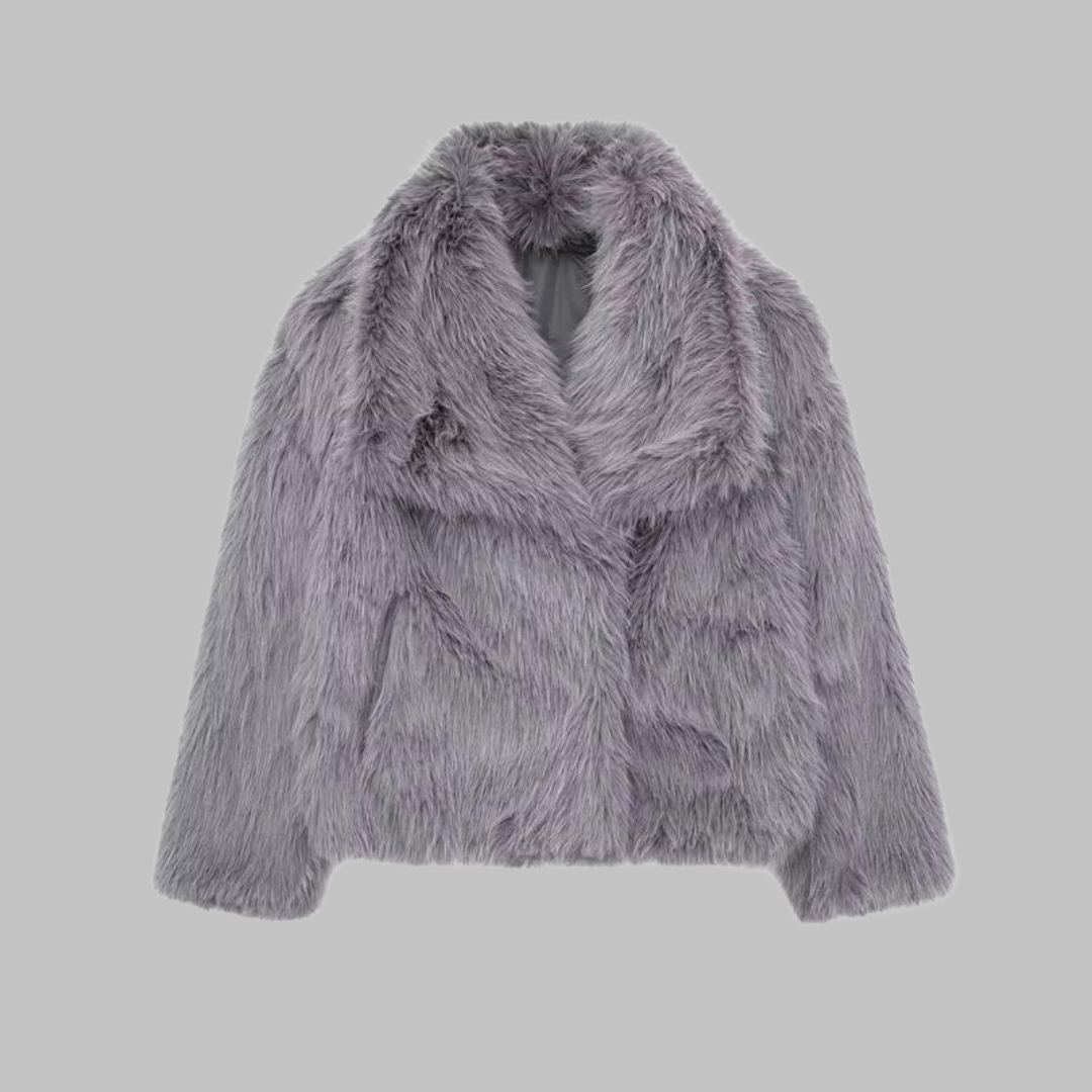 Vilora™  - Classy Long Sleeve Collared Fuzzy Coat