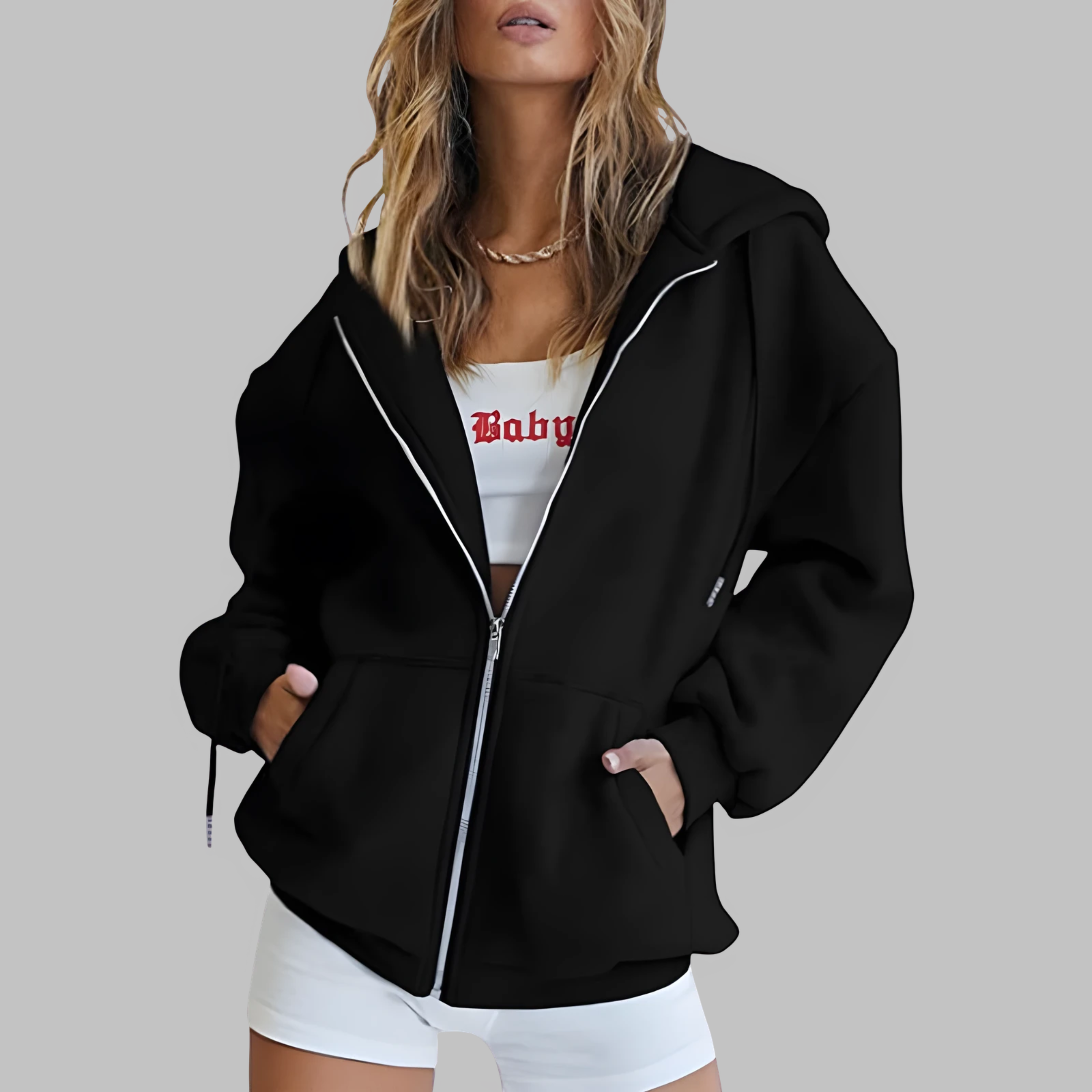Vilora™ - Classic Zip Up Oversized Hooded Jacket