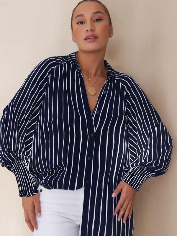 Vilora™  – Flowy Plus Size Casual Button-Up Top