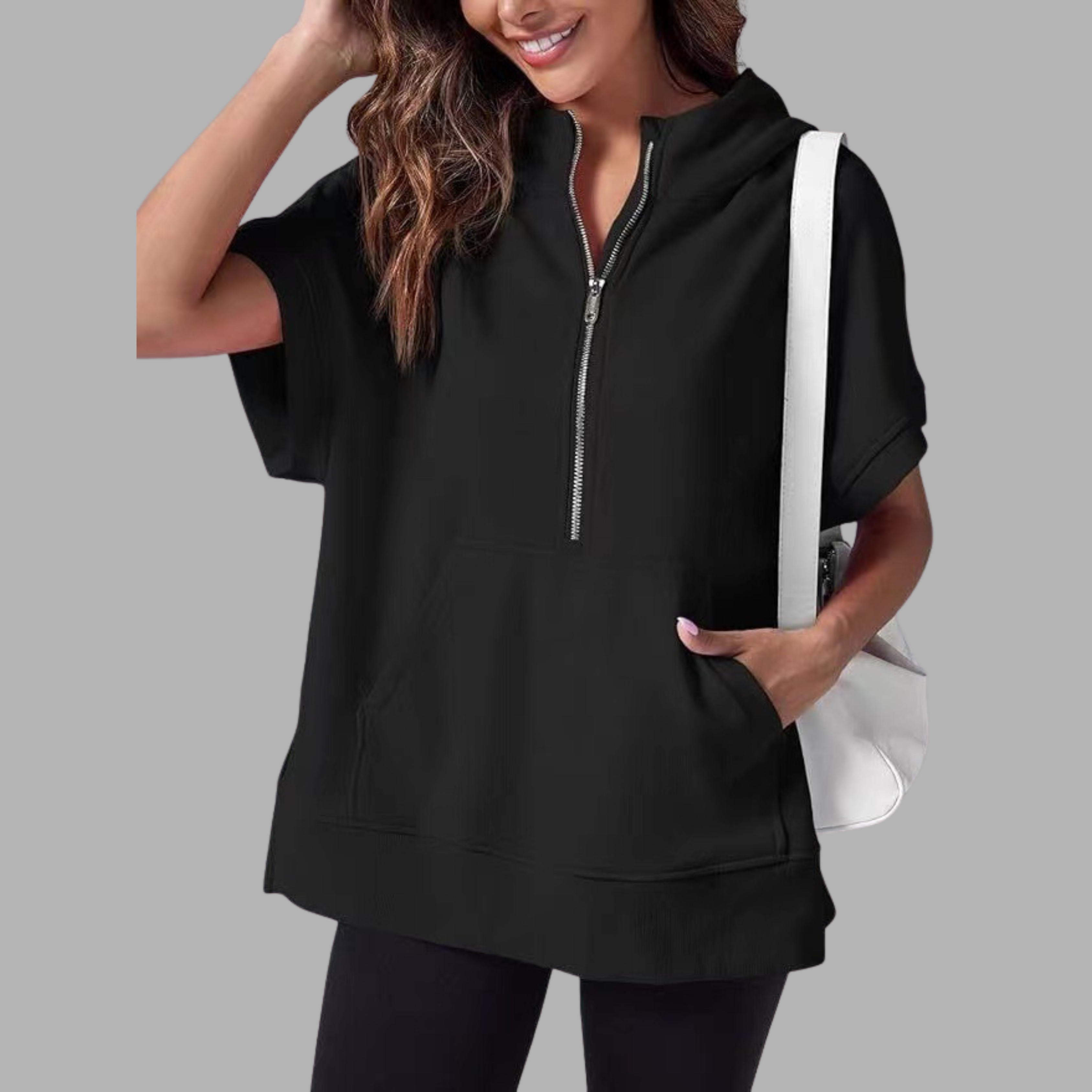 Vilora™  – Relaxed Oversized Half-Zip Summer Hoodie