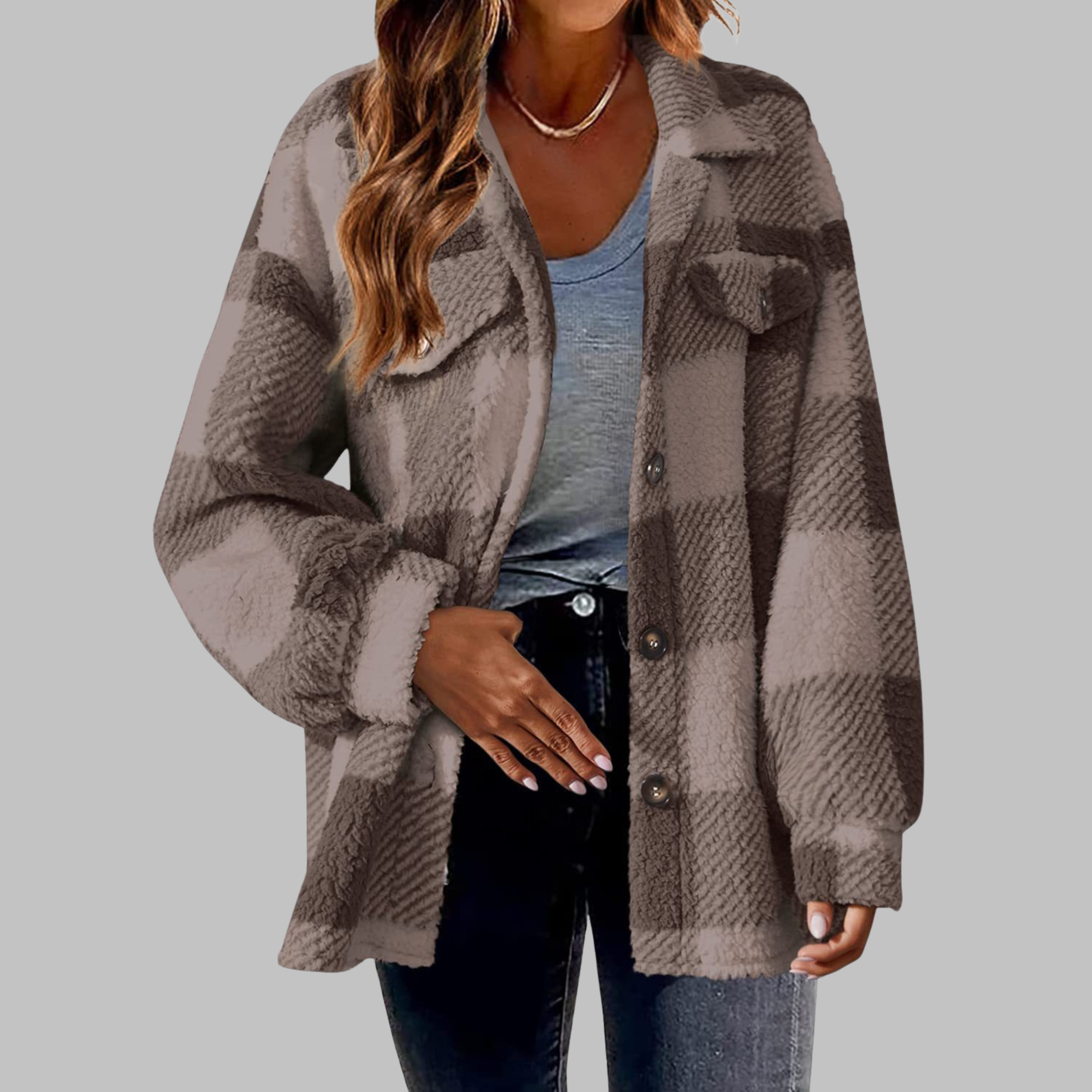Vilora™ - Casual Plaid Button Down Long Sleeve Jacket