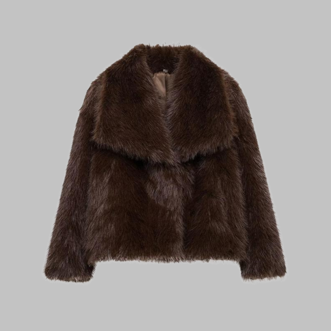 Vilora™  - Classy Long Sleeve Collared Fuzzy Coat